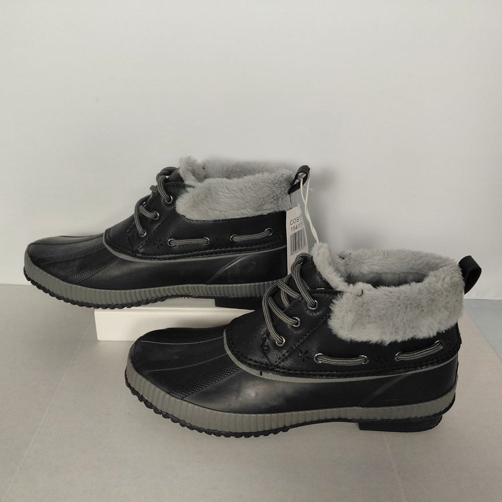 New w/ Box Sz 9 JSport Mary Black Women's Boots Waterproof Faux Fur Duck Rubber